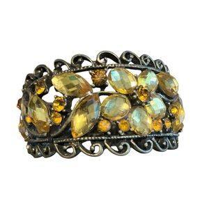 Fall Colors Jeweled Hinged Cuff Bracelet